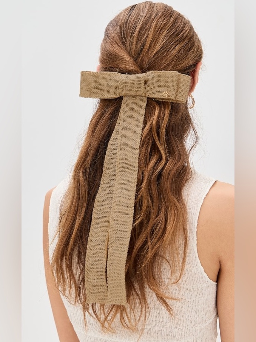 Lele Sadoughi Raffia Burlap Jane Bow Barrette